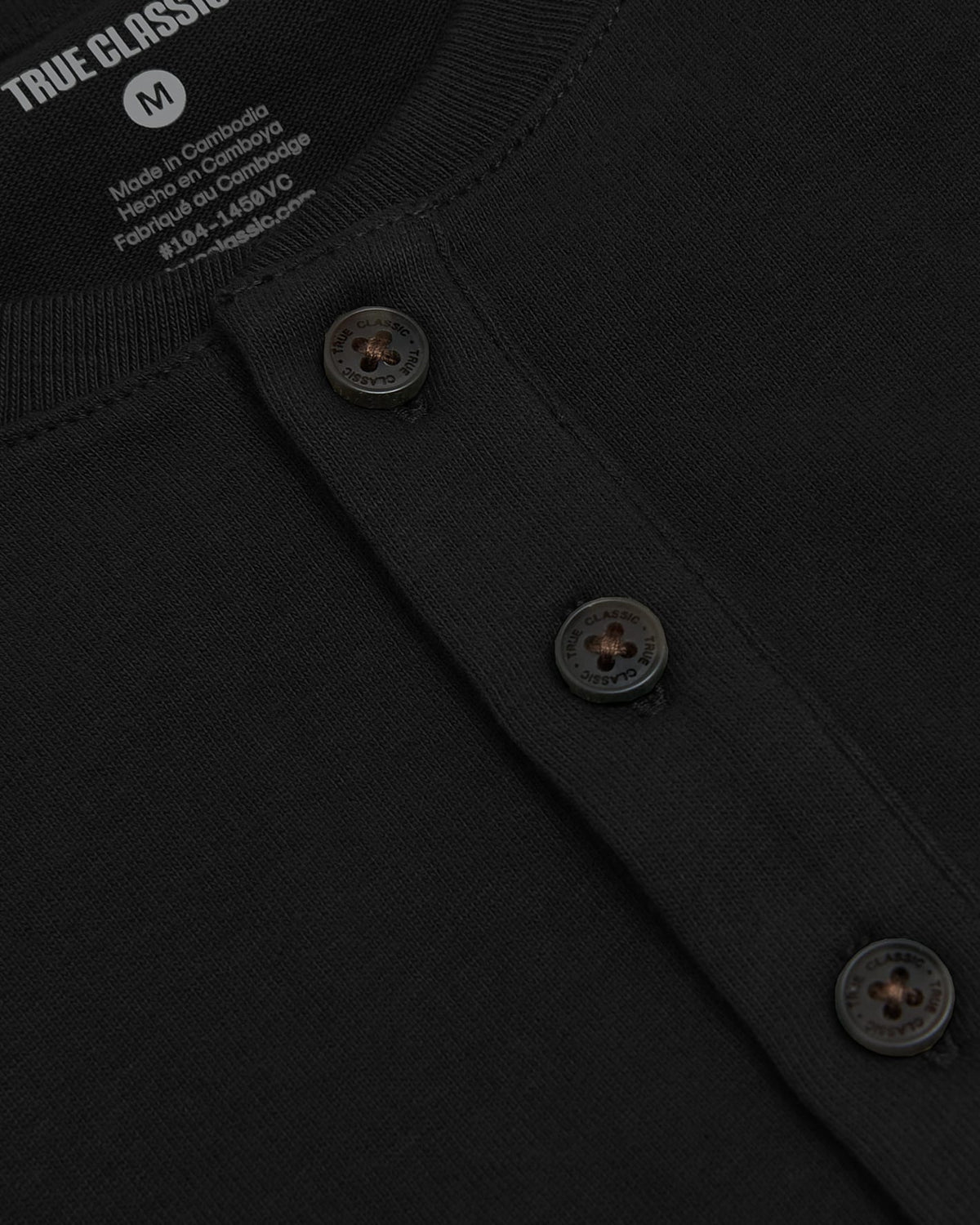 Black Heavyweight Curved Hem Henley