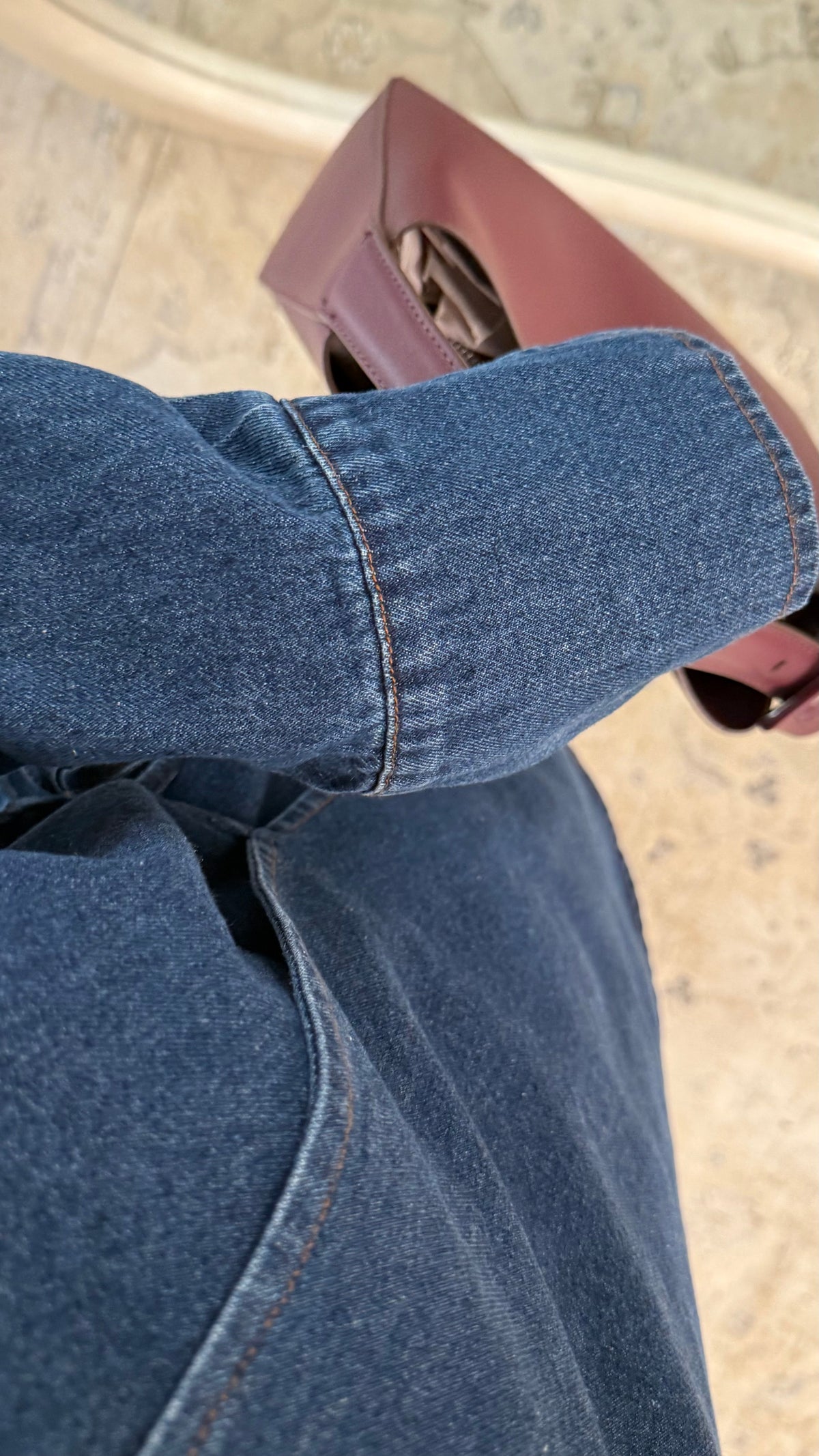 Ensemble en jean pantalon et haut asymétrique | Bleu médium