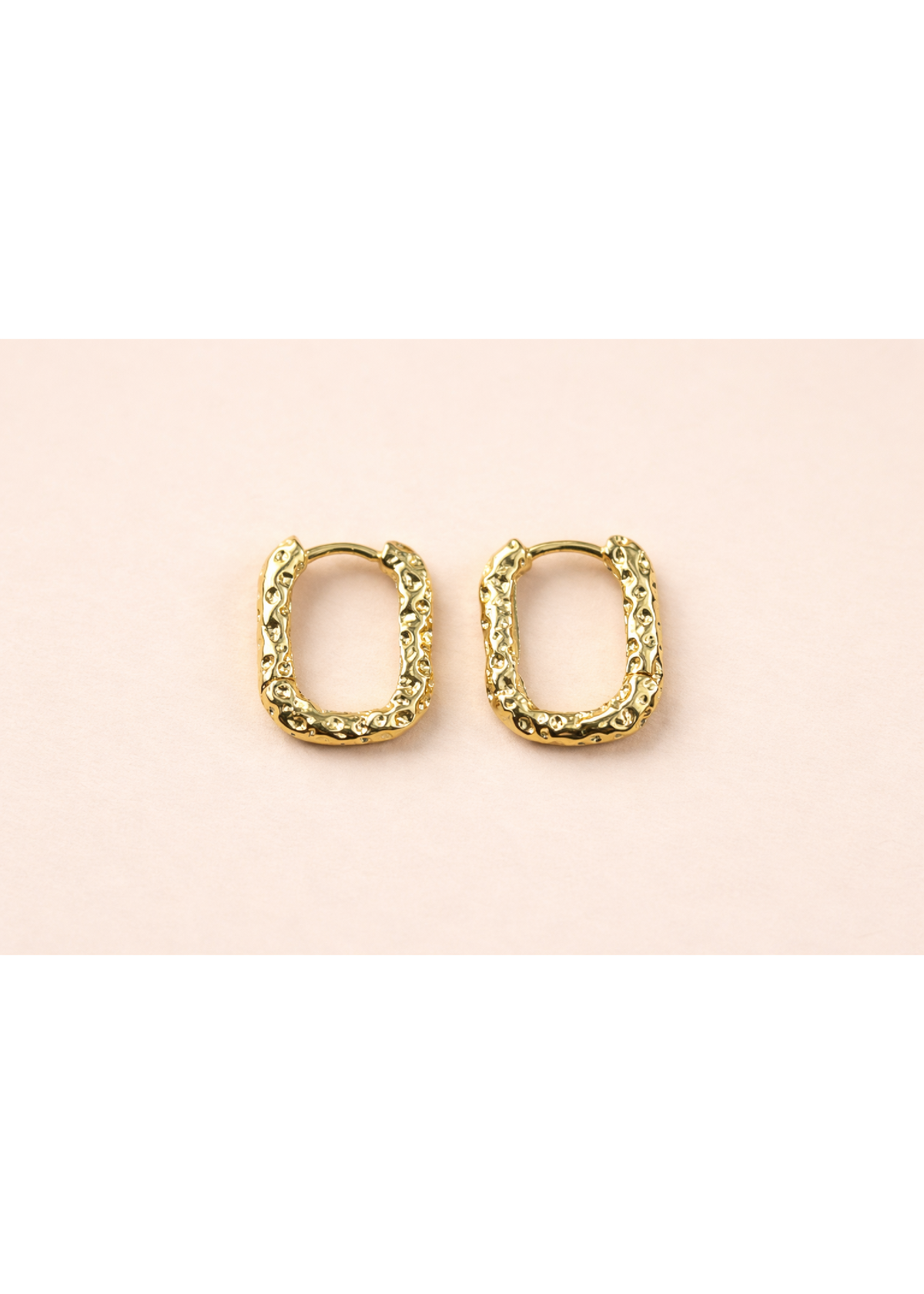 Tess Gold Textured Square Hoop Earrings