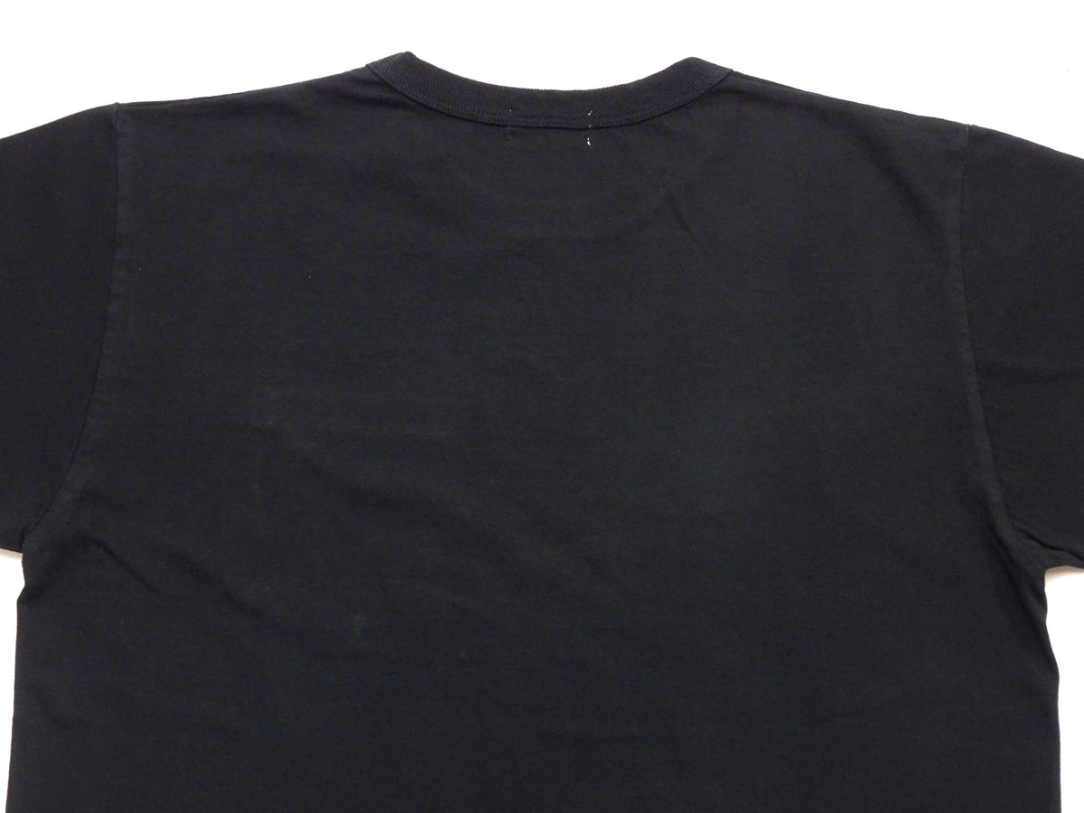 Buzz Rickson Men's Plain Short Sleeve Pocket T-Shirt, Made in USA, 6 oz. Ring-Spun Cotton Tubular-Knit Jersey Tee (BR78711 119 Black)