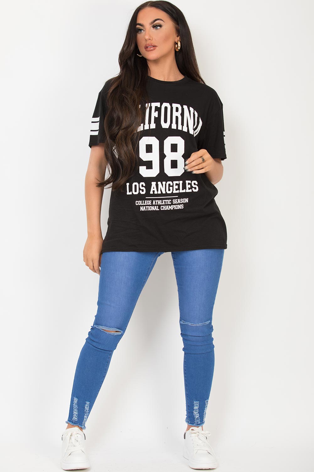 Black Oversized T Shirt With California Slogan