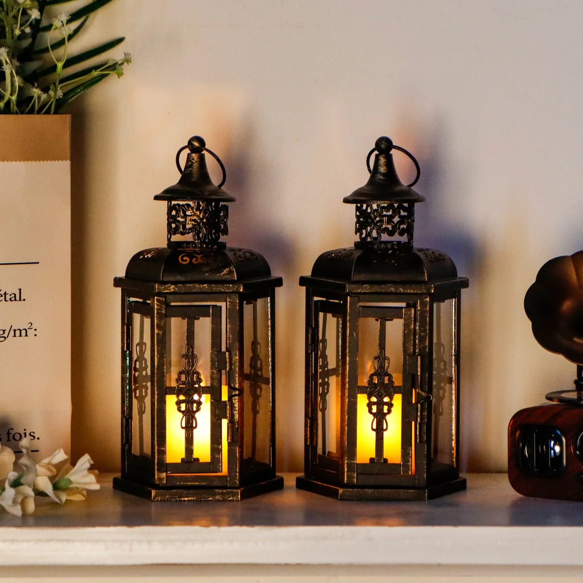 10 inch High Vintage Style Hanging Lantern(Set of 2 )
