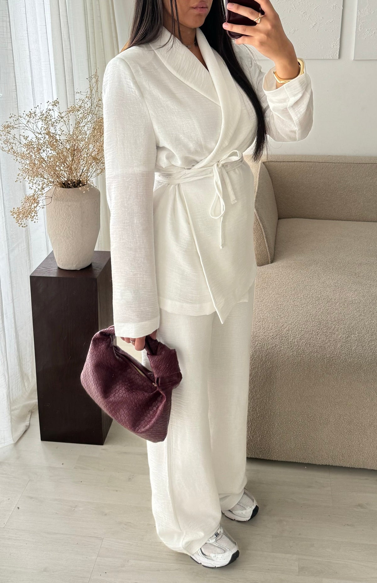 Creation Made In Turquie I Ensemble Pantalon Et Blazer Sahara I Blanc