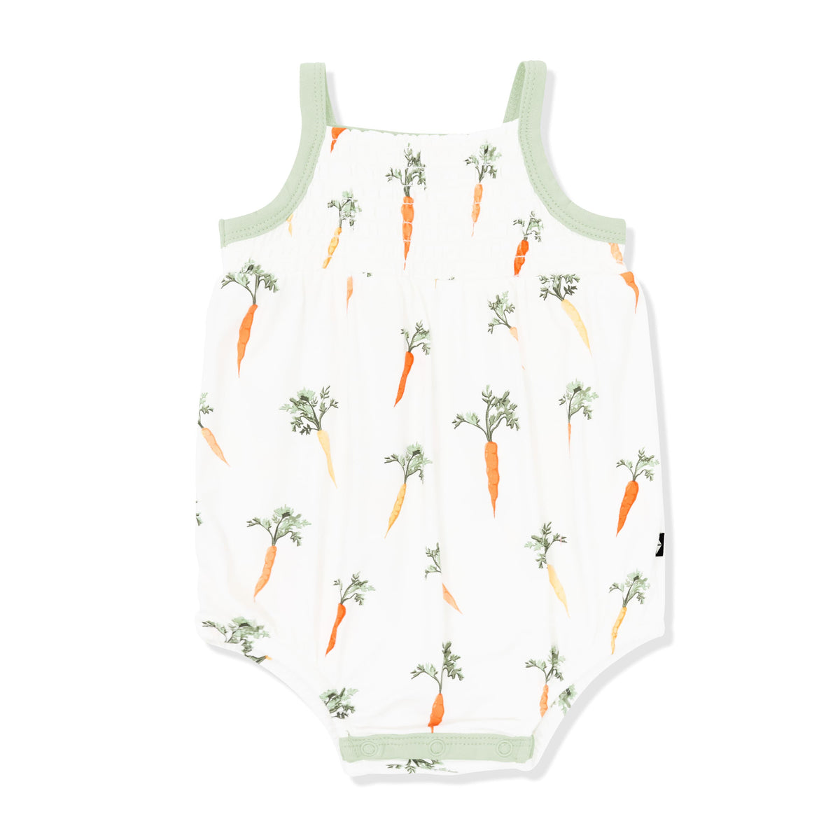 Smocked Bubble Romper in Carrot