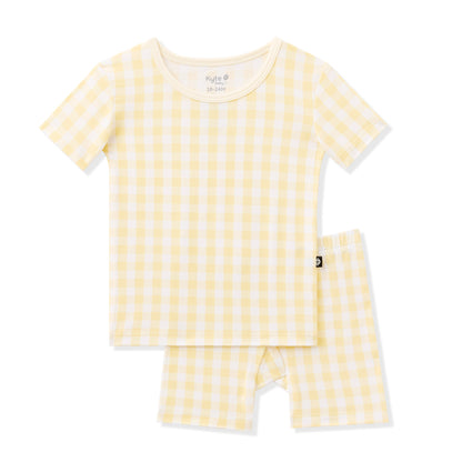 Short Sleeve Pajamas in Gingham Chamomile