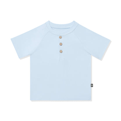 Short Sleeve Toddler Henley Tee in Breeze
