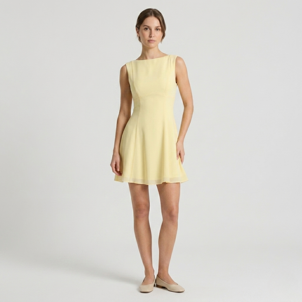 Boat Neck A-Line Mini Dress