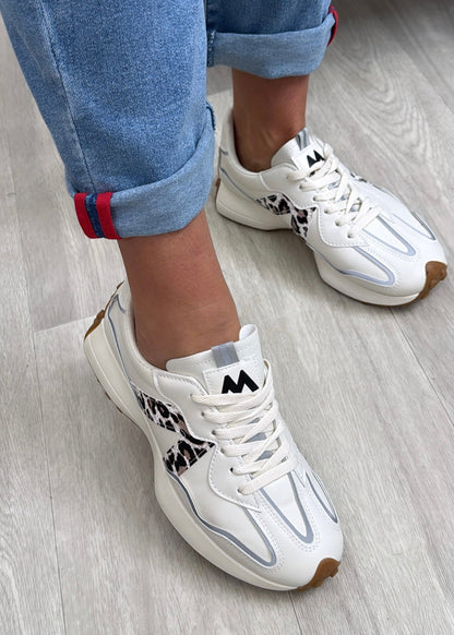 Trish Leopard Stripe White Trainers