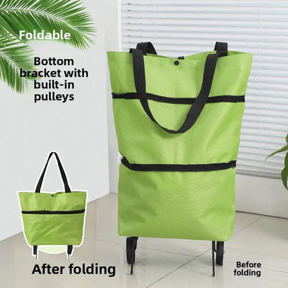 Foldable Rolling Shopping Bag with Wheels, Reusable Grocery Tote Cart🧳
