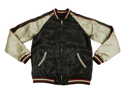Japanesque Men's Japanese Souvenir Jacket Weeping Cherry Sukajan 3RSJ-038 Black/Beige