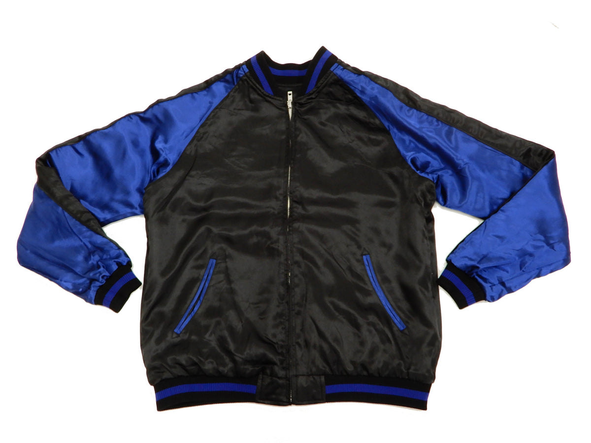 Japanesque Men's Japanese Souvenir Jacket Manta Ray Sukajan 3RSJ-048 BlacK/Navy-Blue