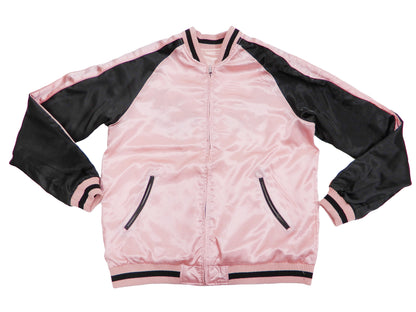 Japanesque Men's Japanese Souvenir Jacket Goldfish Embroidery Sukajan 3RSJ-702 Pink/Black