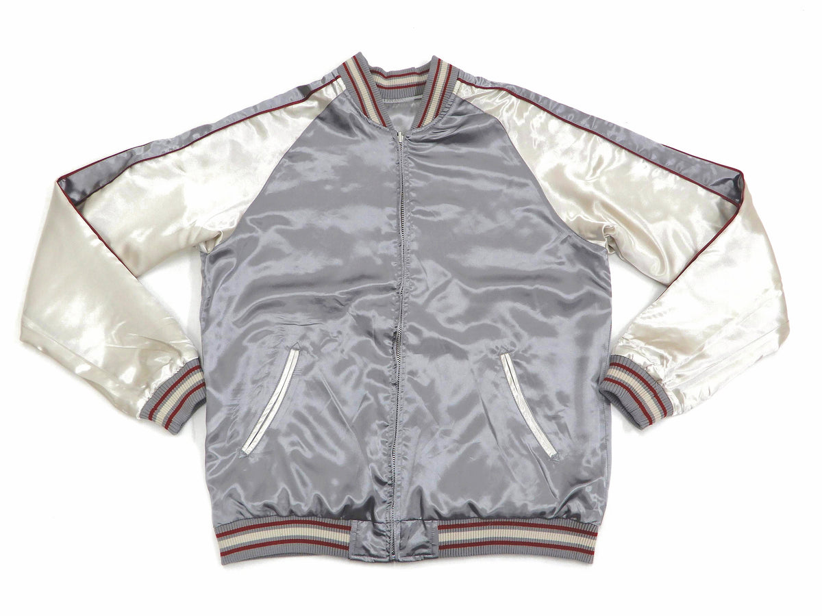 Japanesque Sukajan Jacket Men's Japanese Souvenir Jacket Weeping Cherry 3RSJ-753 Gray/Off