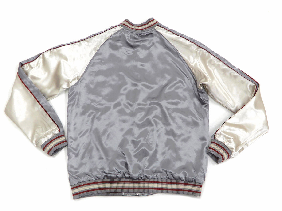 Japanesque Sukajan Jacket Men's Japanese Souvenir Jacket Weeping Cherry 3RSJ-753 Gray/Off