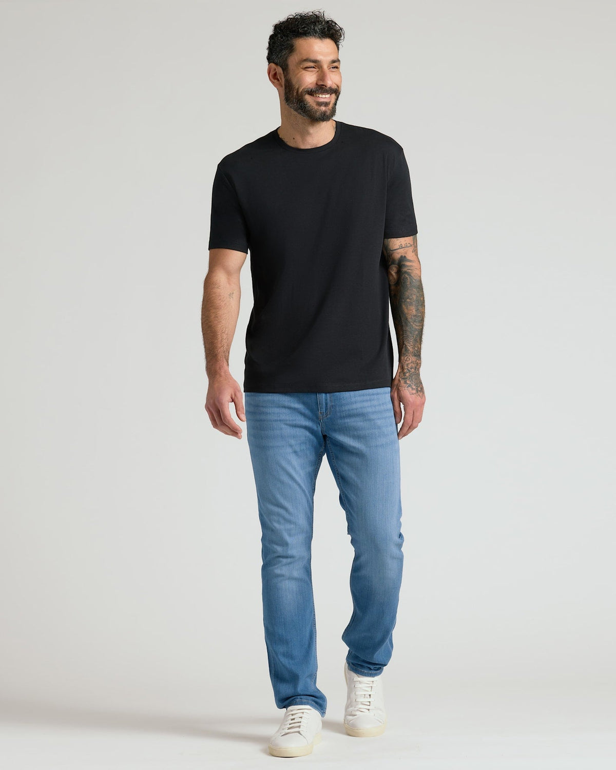 Black Pima Cotton Blend Crew