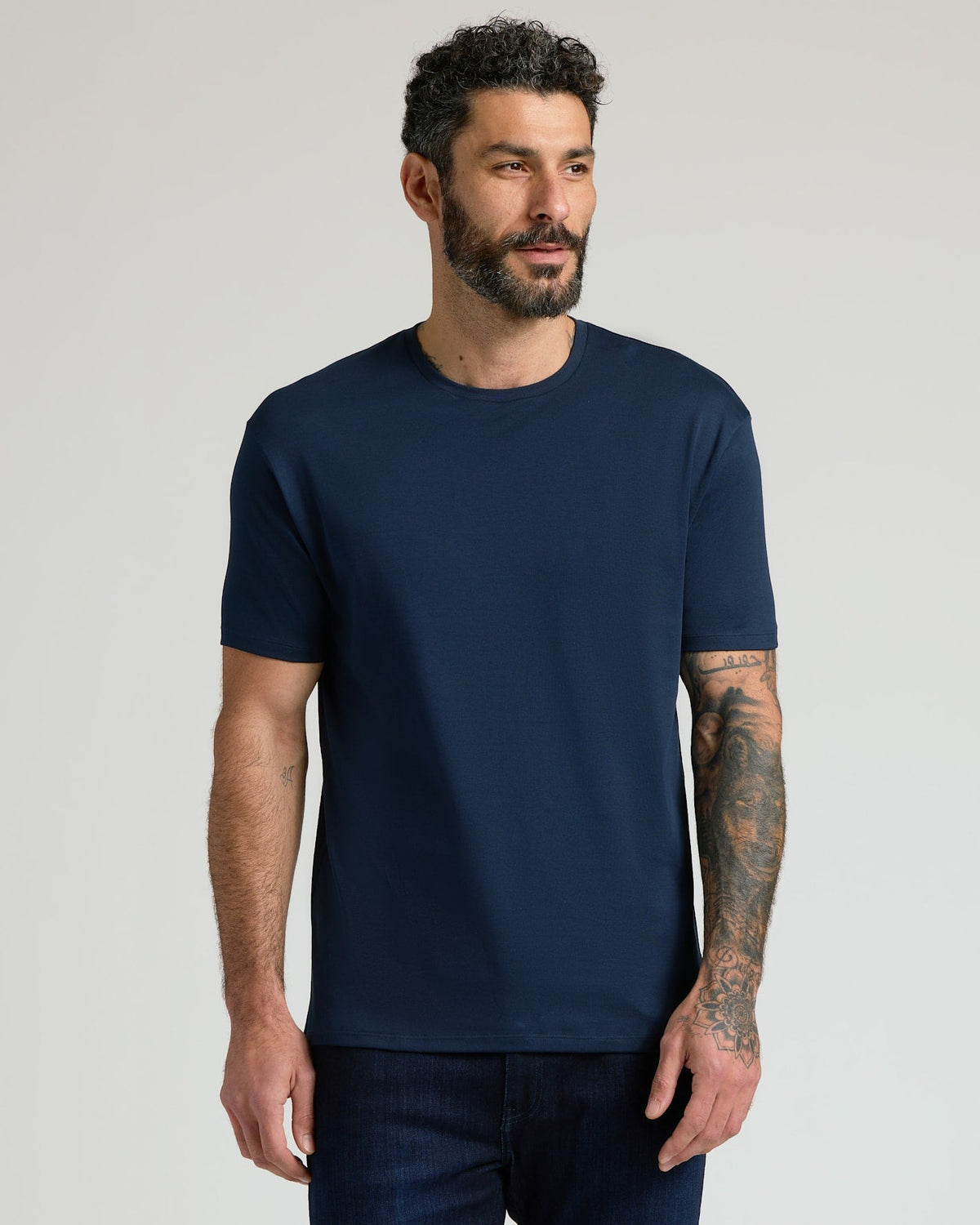 Navy Pima Cotton Blend Crew