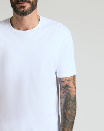 White Pima Cotton Blend Crew