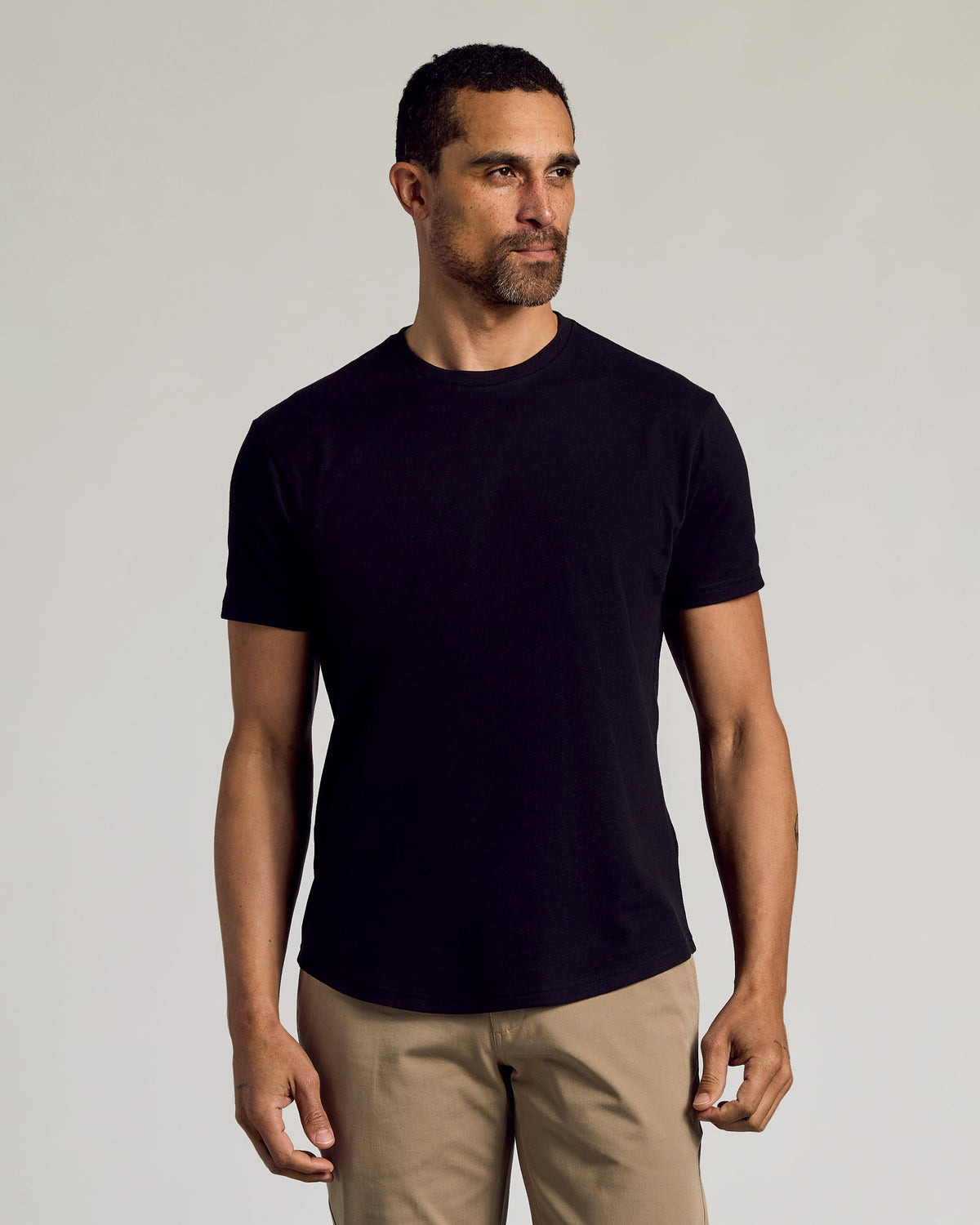 Black Curved Hem Classic Crew Neck 6-Pack