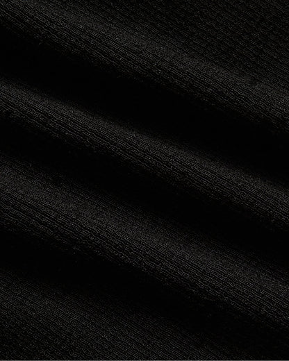 Womens Black Ribbed 3/4 Sleeve Scoop Neck Tee