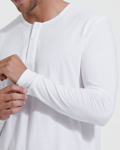 All White Classic Henley 2-Pack