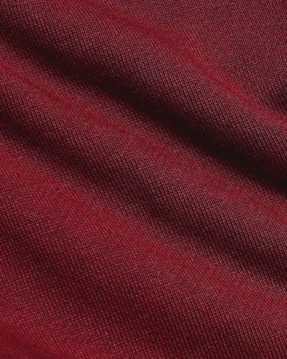 Dark Maroon Fleece French Terry Pullover Crew Neck