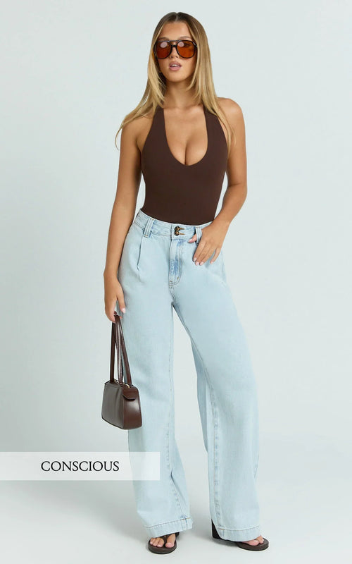 Fergie Jeans - Denim High Waisted Straight Leg Denim Jeans in Light Blue
