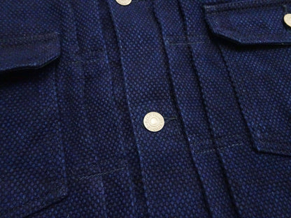 Studio D'artisan Men's 14 oz Selvedge Sashiko Jacket - Type II Style - Deep Indigo One Wash - Made in Japan (SDA 4619)