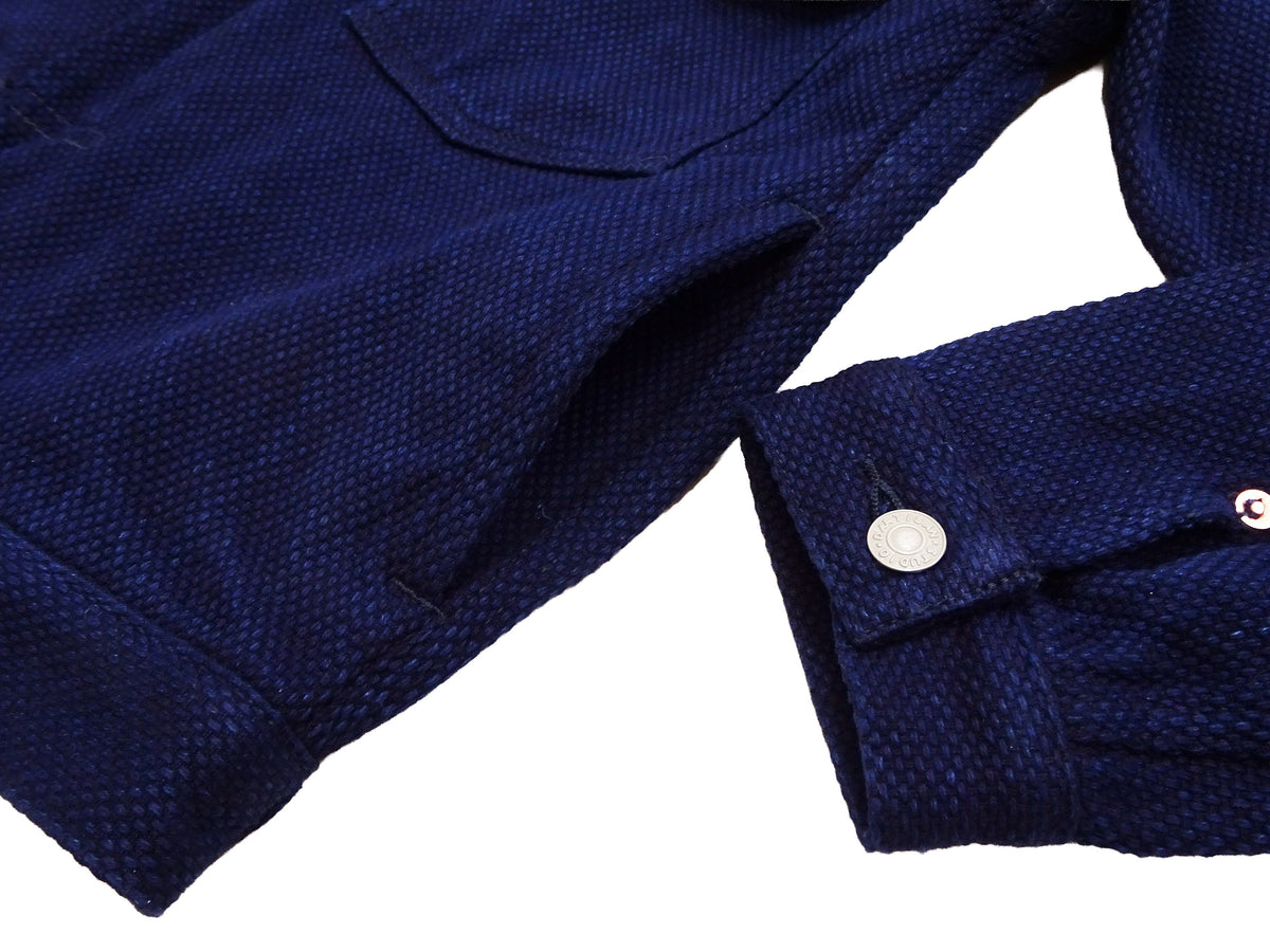 Studio D'artisan Men's 14 oz Selvedge Sashiko Jacket - Type II Style - Deep Indigo One Wash - Made in Japan (SDA 4619)