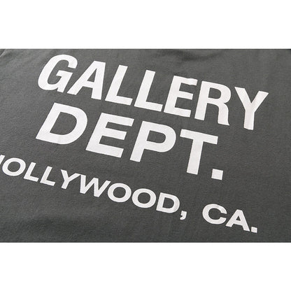 Gallery Dept T-shitrs Vintage Letter Print round Neck Long Sleeve T-shirt