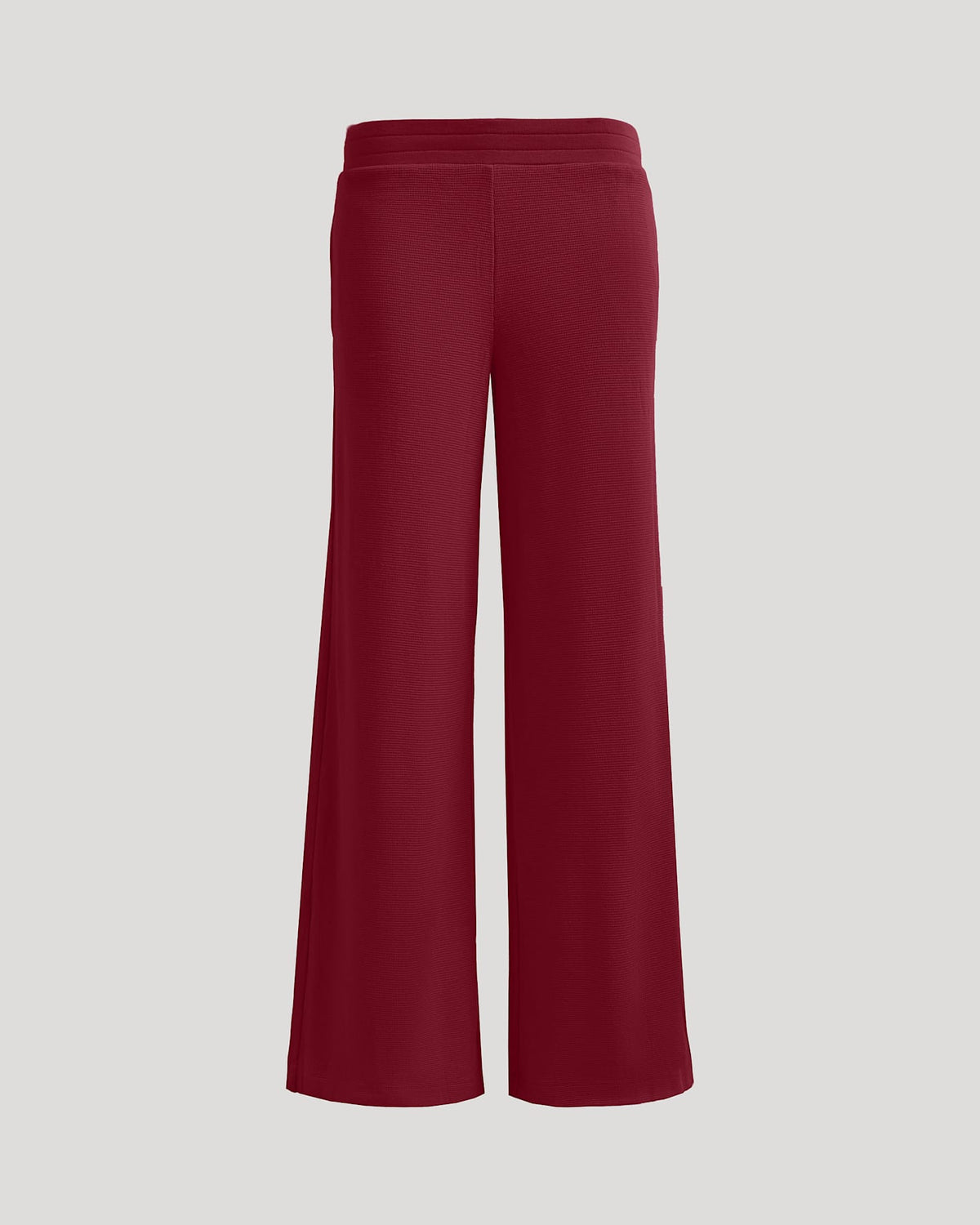 Womens Dark Maroon Waffle Wide Leg Pants