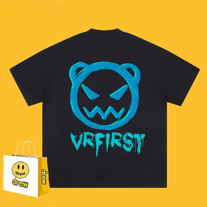 Drew T-shirts Funny Smiley Printed Short Sleeve