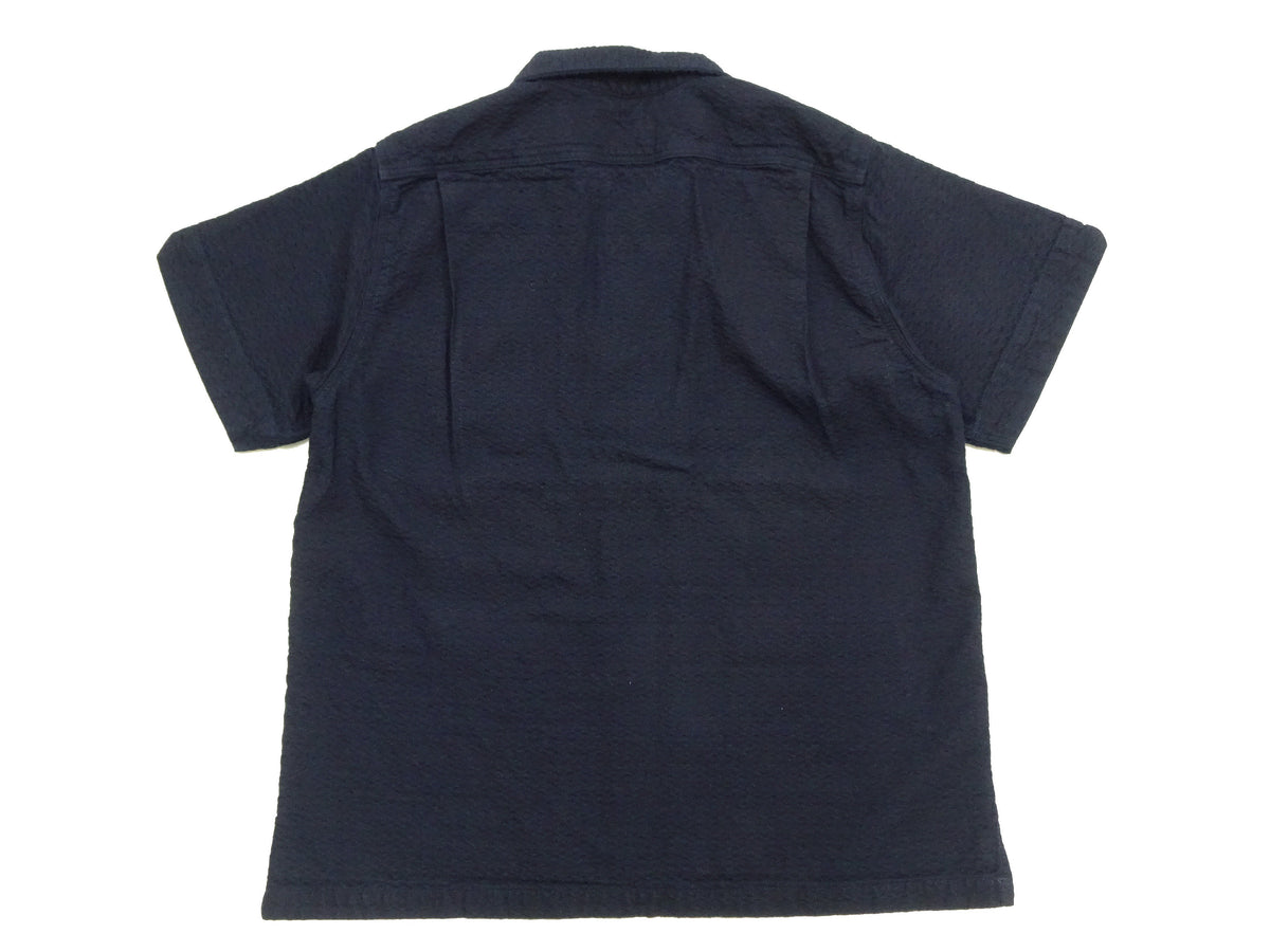 Studio D'Artisan Indigo Dobby Camp Collar Shirt - Men's Short Sleeve Casual Shirt with Relaxed Resort-Style Design - 5724 Deep-Indigo