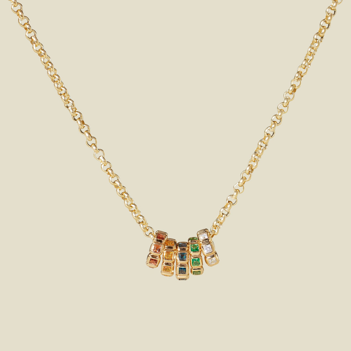 Birthstone Spacer Charm Stacker Necklace