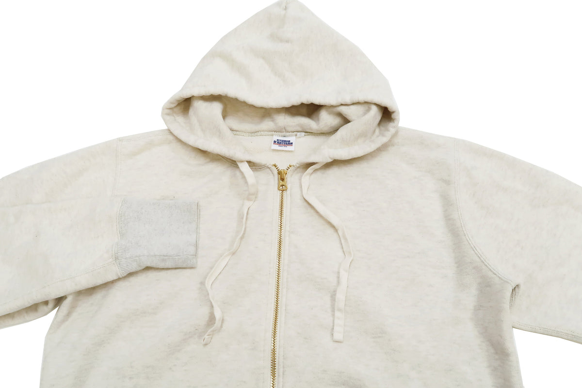 Studio D'artisan Plain Hoodie Men's Solid Zip-Up Hooded Sweatshirt 8087M Oatmeal