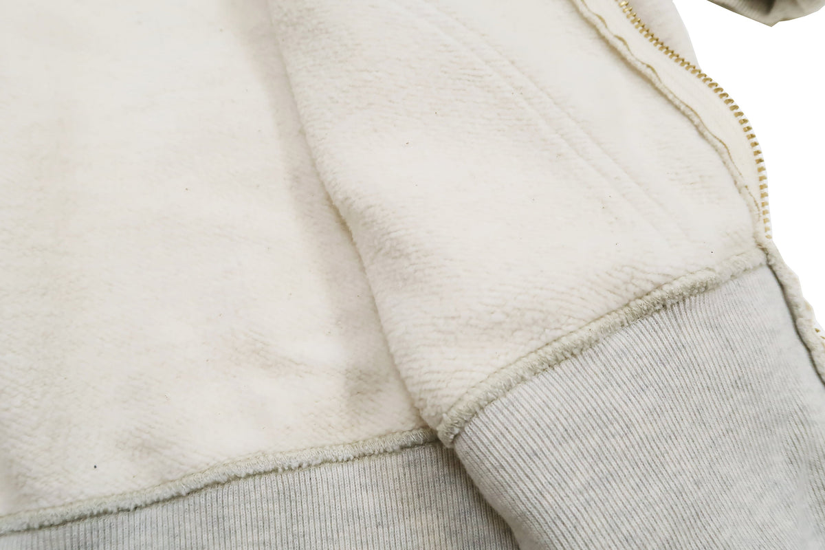 Studio D'artisan Plain Hoodie Men's Solid Zip-Up Hooded Sweatshirt 8087M Oatmeal