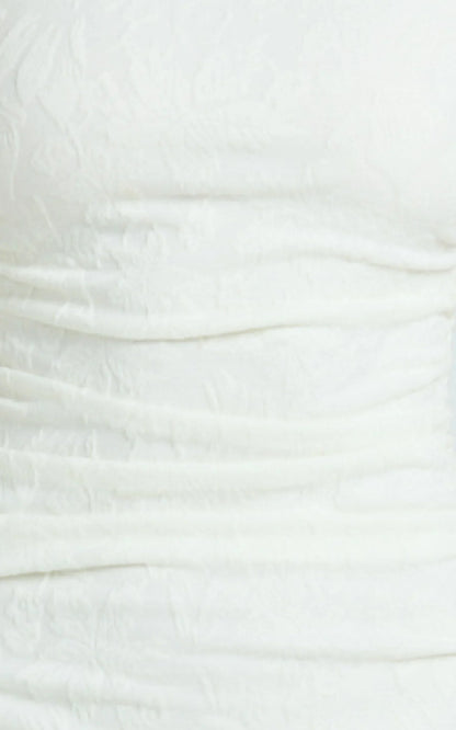 Kayrene Maxi Dress - Short Sleeve Jacquard Dress in Cream