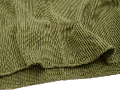 Studio D'Artisan Men's Heavyweight Waffle Knit Thermal Henley Long Sleeve T-Shirt - 100% Cotton, Ribbed Crew Neck Band, Ribbed Cuffs, Raw-edge hem, Made in Japan (SDA 9937) Khaki