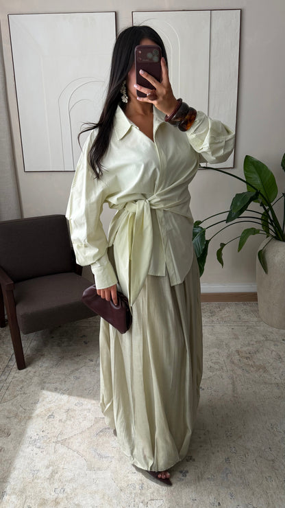 Chemise En Coton A Nouer Sur Le Cote I Vert Citron