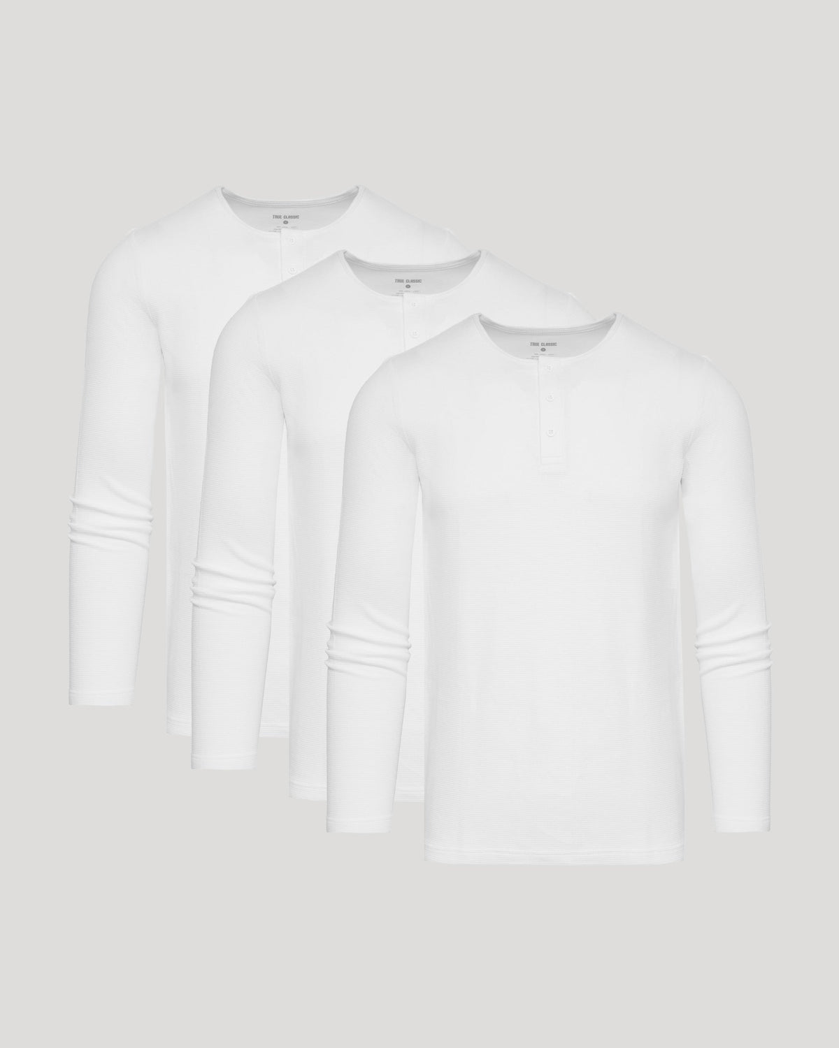 White Waffle Long Sleeve Henley 3-Pack