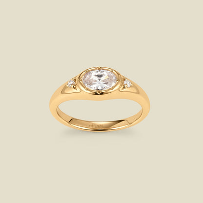 April Oval Birthstone Signet Ring