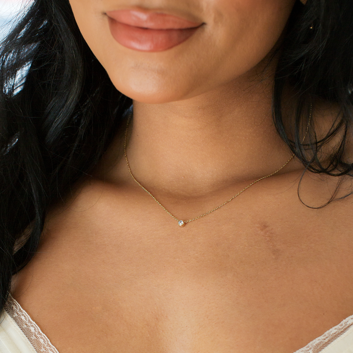 CZ Poppy Solitaire Necklace
