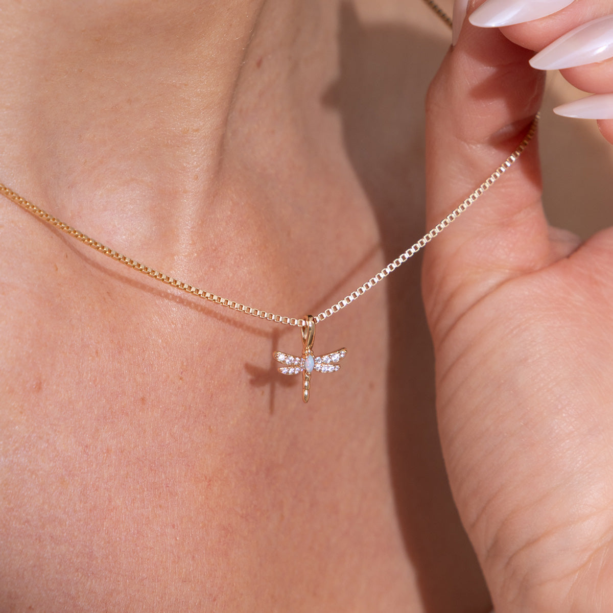 Opal Dragonfly Necklace