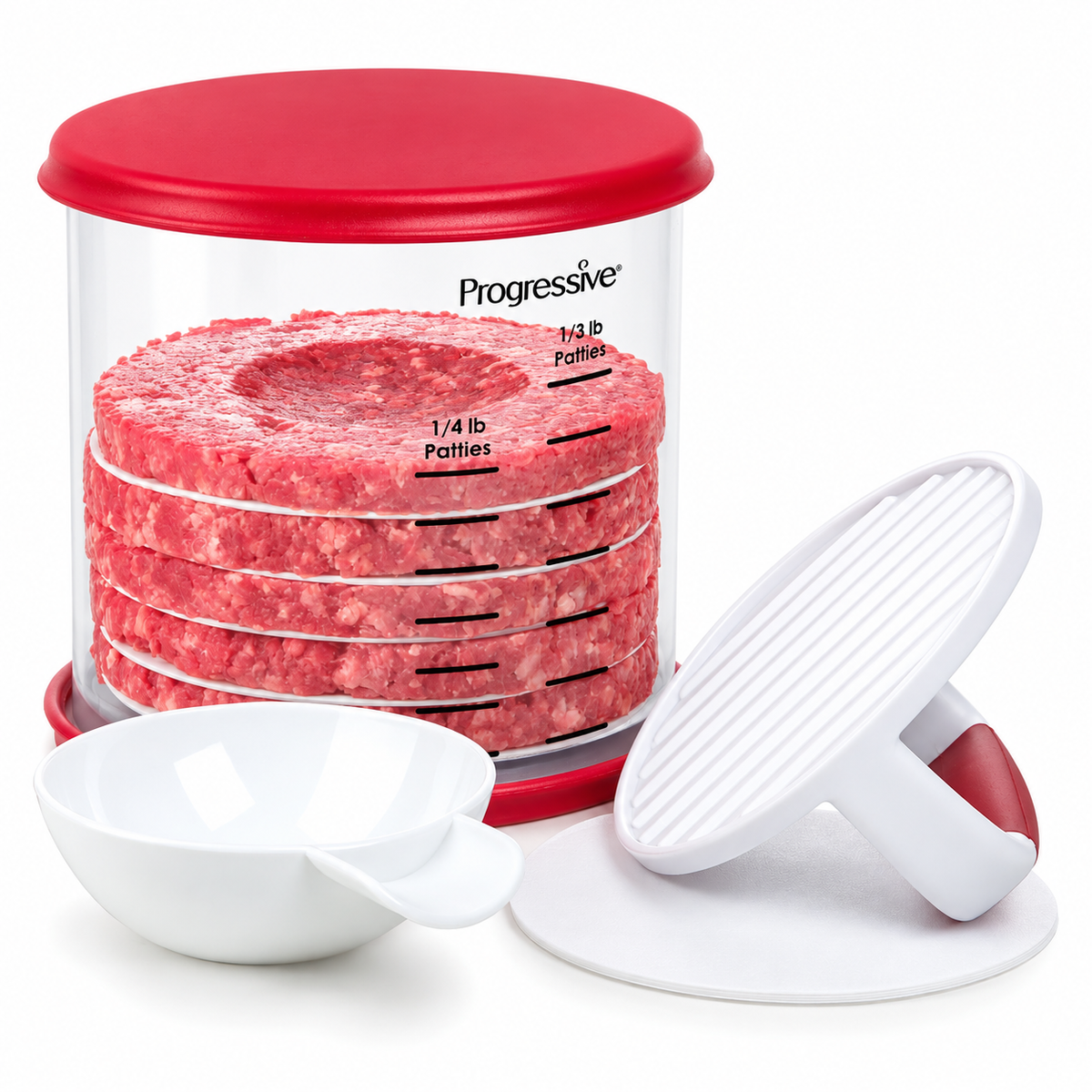 11-Piece Burger Patty Press & Storage Set – Hamburger Maker with Separator Discs