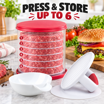 11-Piece Burger Patty Press & Storage Set – Hamburger Maker with Separator Discs