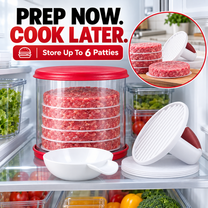 11-Piece Burger Patty Press & Storage Set – Hamburger Maker with Separator Discs