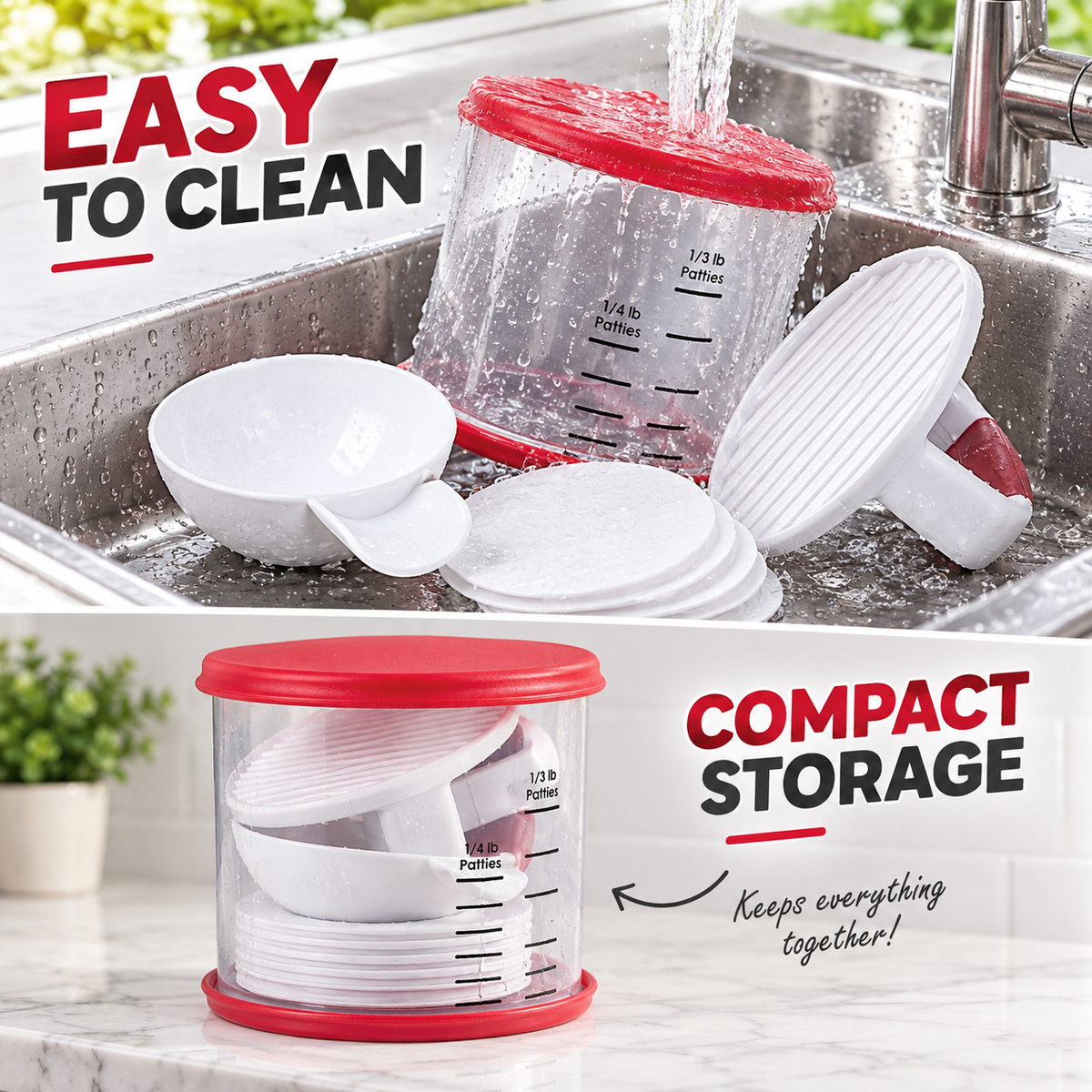 11-Piece Burger Patty Press & Storage Set – Hamburger Maker with Separator Discs