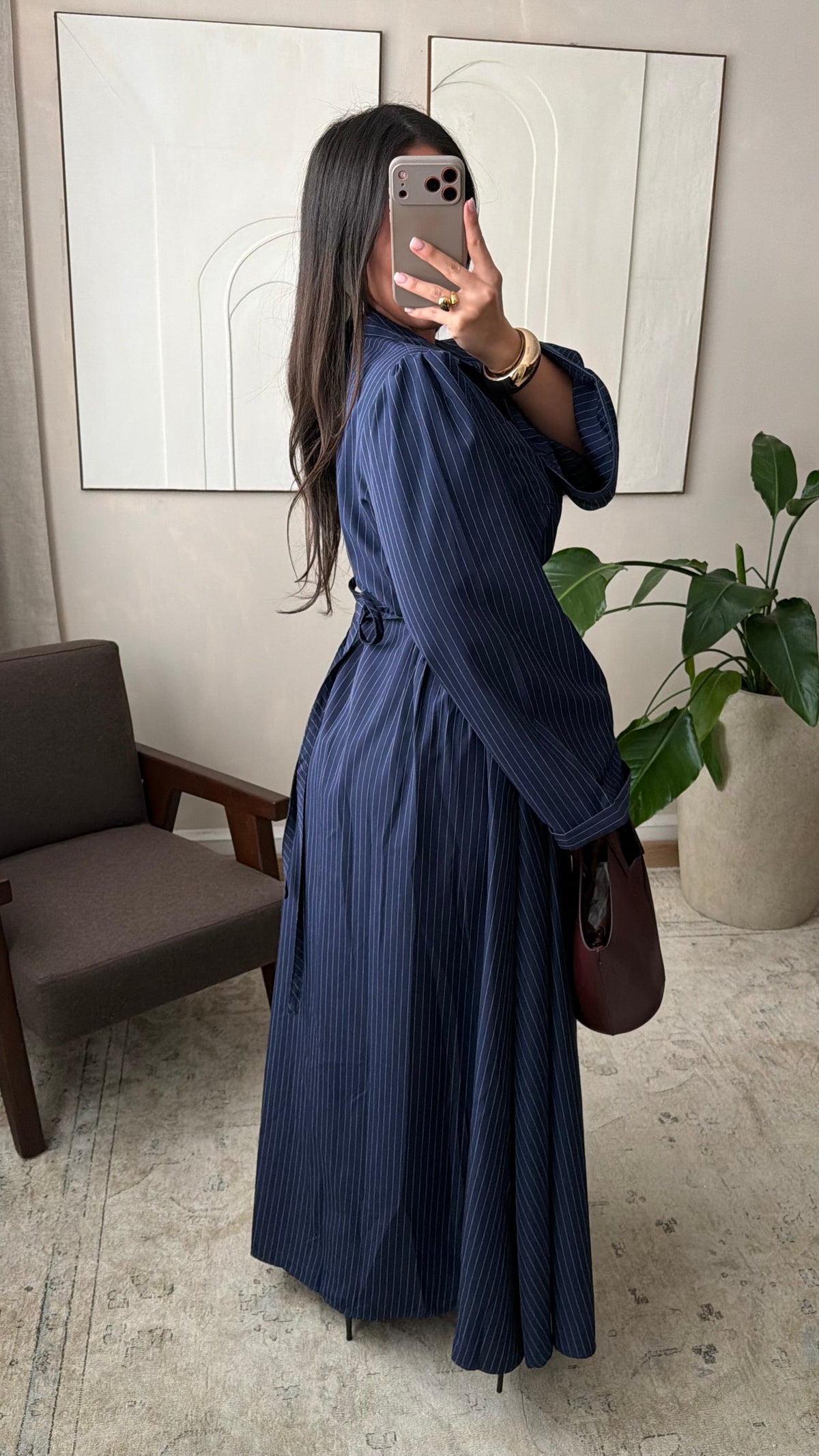 Robe Cintree A Rayures I Bleu Marine