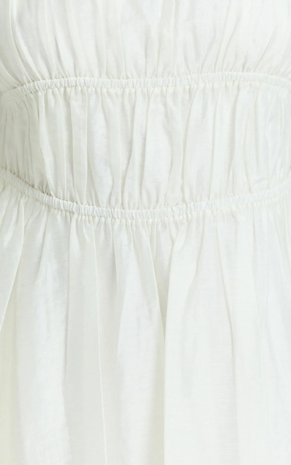 Faith Mini Dress - Sleeveless Ruched Bodice Dress in White