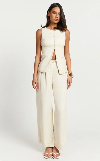 Andie Pants - High Waist Tailored Pants in Cream