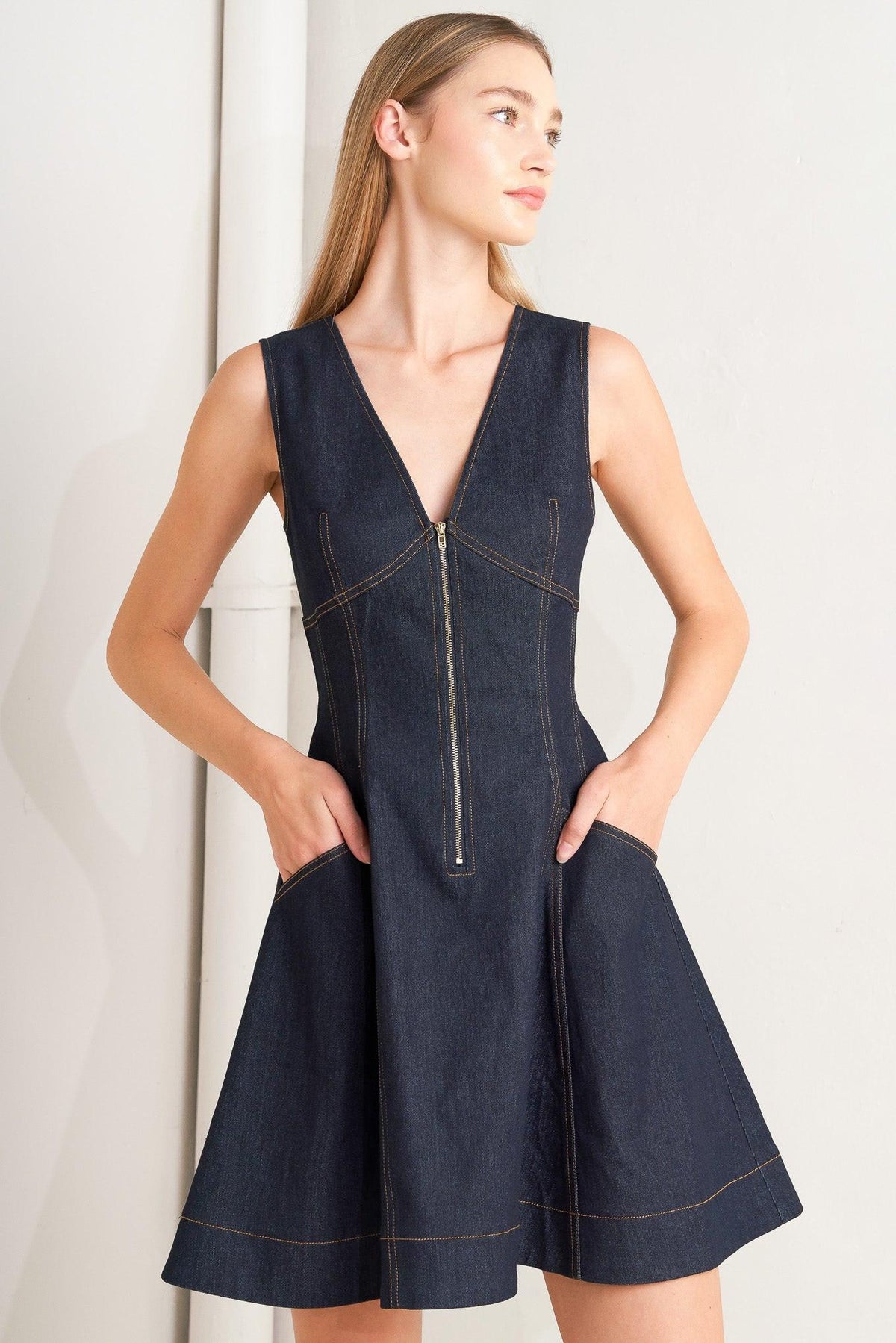 FRESH EDIT DENIM MINI DRESS